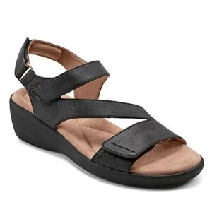 EASY SPIRIT | Women's Black Fisher Wedge Sandals‎